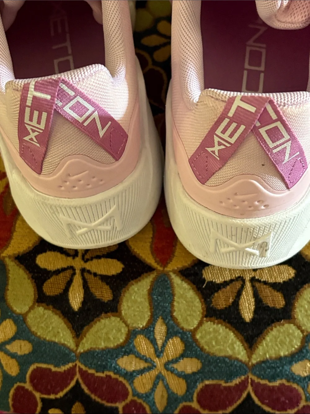 Nike Light Pink Sneakers with White Label and Black Nike Metcon 7